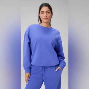 Fabletics Cozy Fleece Crew Neck Sweatshirt | L | NWT | Sapphire Sky | Rare